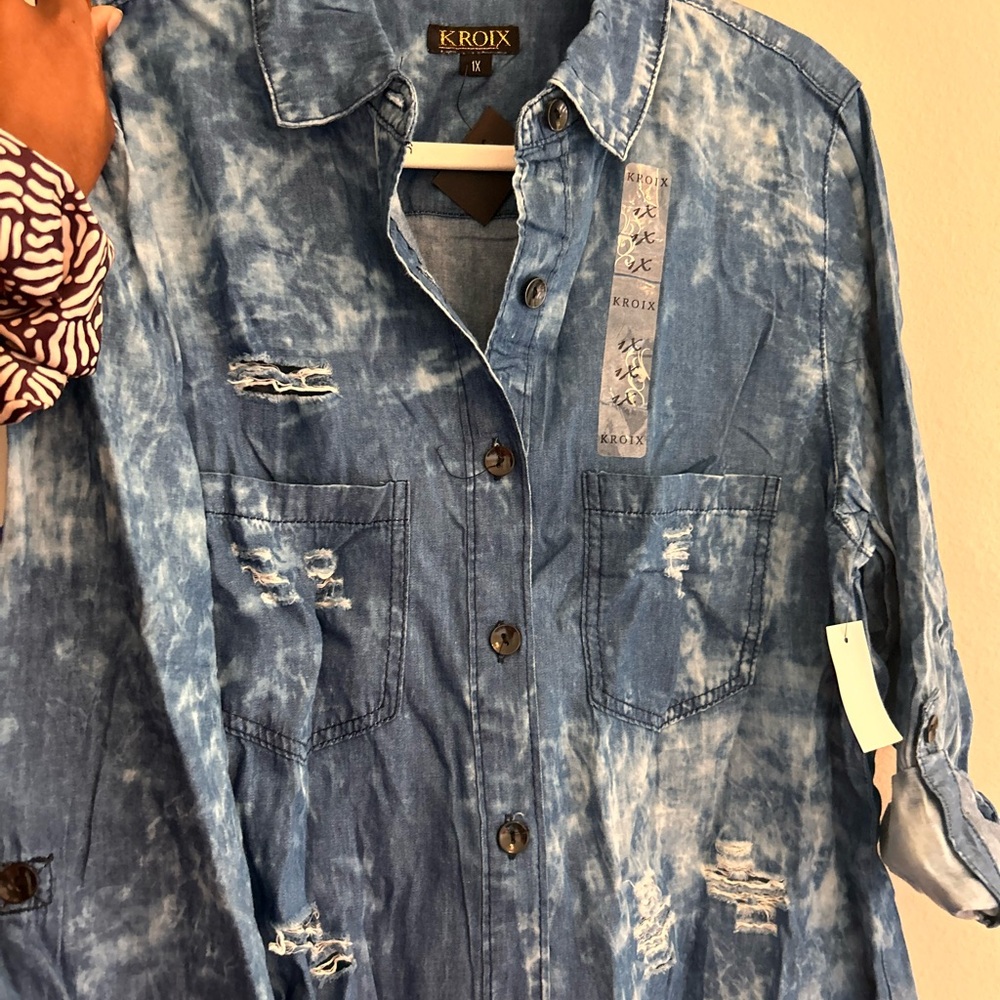 Kroix Blue Distressed Jean Jacket
